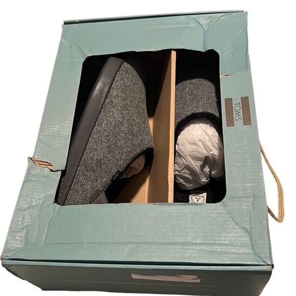 Toms Ezra Smoke Grey Repreve Two Tone Felt Slip On Slippers Men Size 12 NIB - Picture 8 of 14